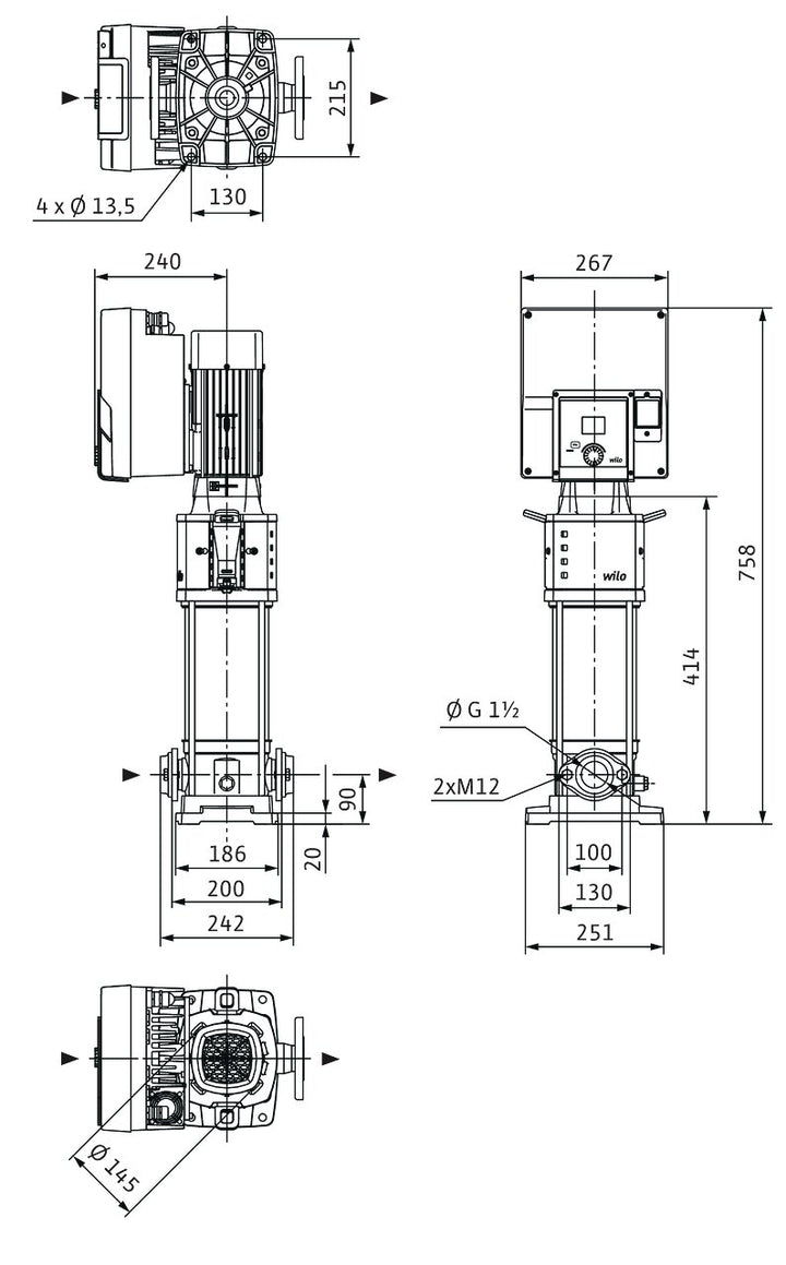 WILO Hochdruck-Kreiselpumpe Helix2.0-VE1003-1/16/E/S/3 Art. 4250787
