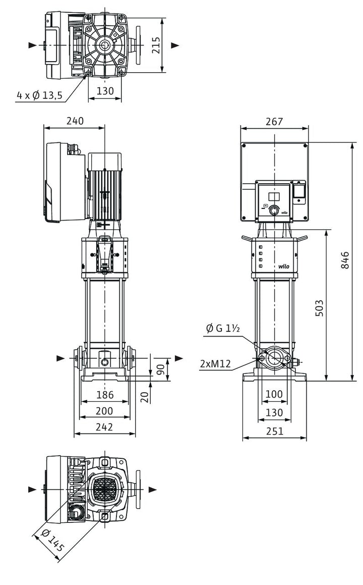 WILO Hochdruck-Kreiselpumpe Helix2.0-VE1004-1/16/E/KS/3 Art. 4250791