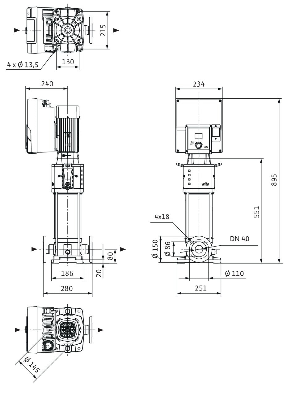 WILO Hochdruck-Kreiselpumpe Helix2.0-VE1005-2/25/V/KS/3 Art. 4250798