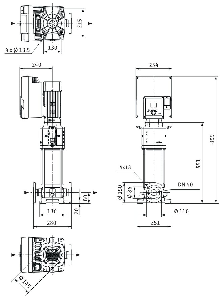 WILO Hochdruck-Kreiselpumpe Helix2.0-VE1005-2/25/V/KS/3 Art. 4250798