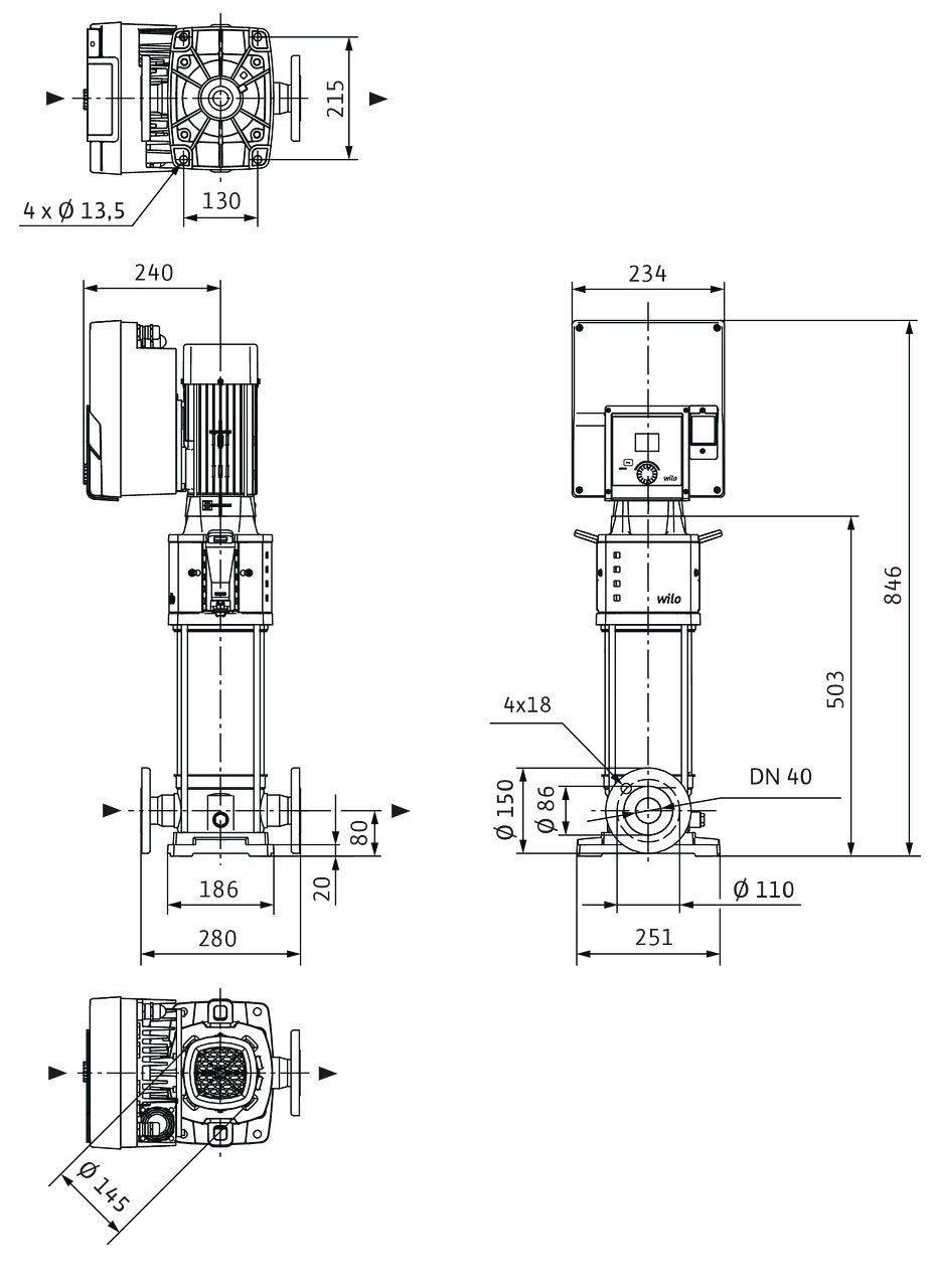 WILO Hochdruck-Kreiselpumpe Helix2.0-VE1004-2/25/V/KS/3 Art. 4250792