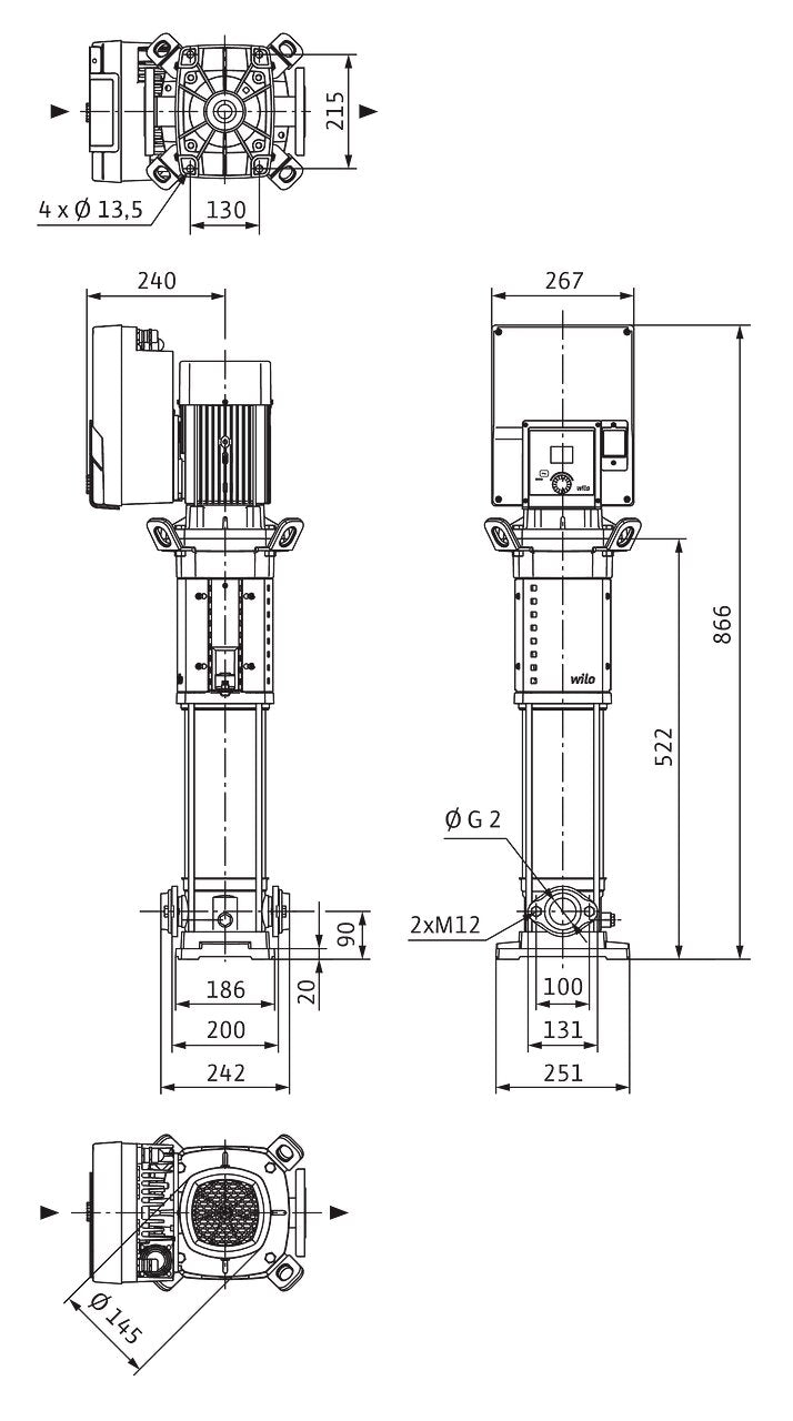 WILO Hochdruck-Kreiselpumpe Helix2.0-VE1603-4.0-1/16/E/KS/3 Art. 4250827