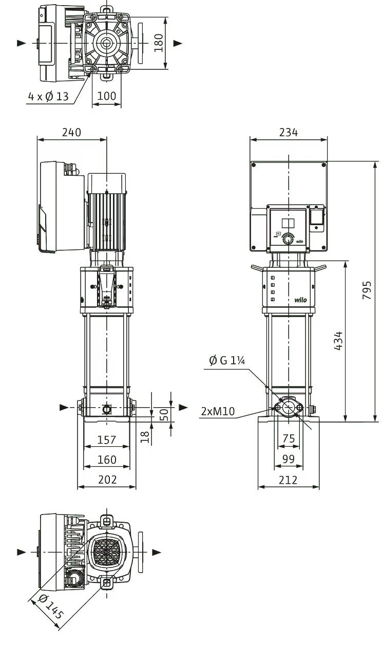 WILO Hochdruck-Kreiselpumpe Helix2.0-VE603-1/16/E/KS/3 Art. 4250739