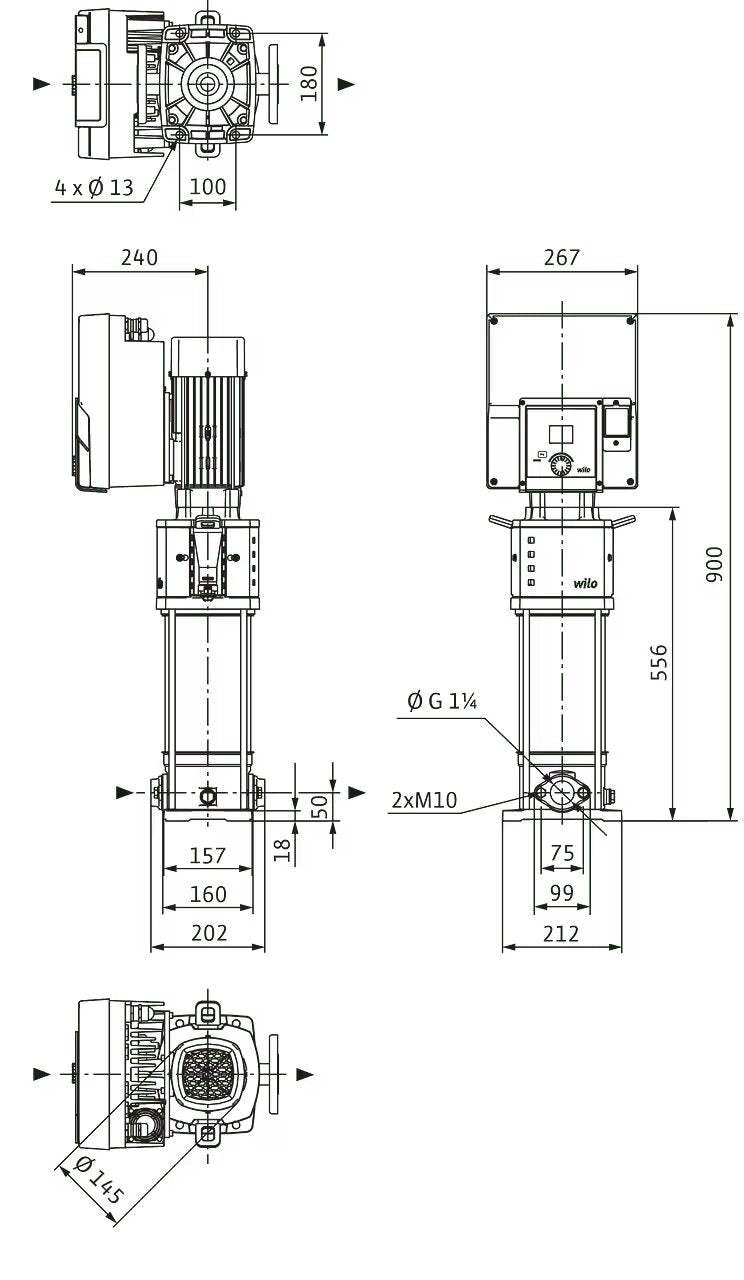 WILO Hochdruck-Kreiselpumpe Helix2.0-VE606-1/16/E/KS/3 Art. 4250751