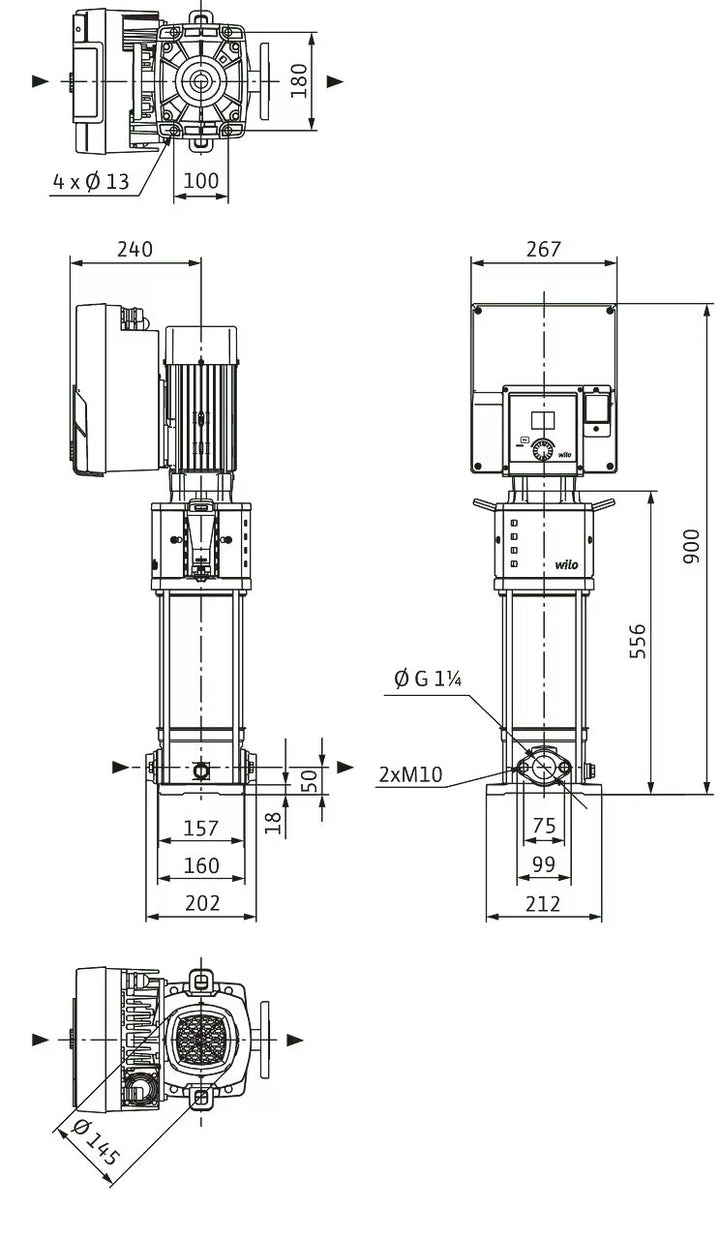 WILO Hochdruck-Kreiselpumpe Helix2.0-VE606-1/16/E/KS/3 Art. 4250751
