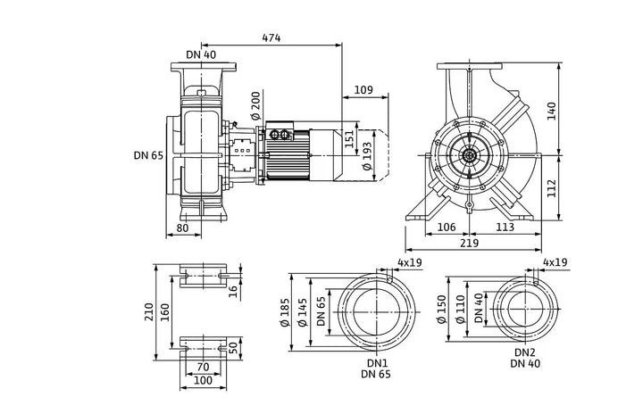 WILO Einstufige Trockenläufer-Kreiselpumpe Atmos GIGA-B 40/95-2,2/2-S1 Art. 2217032