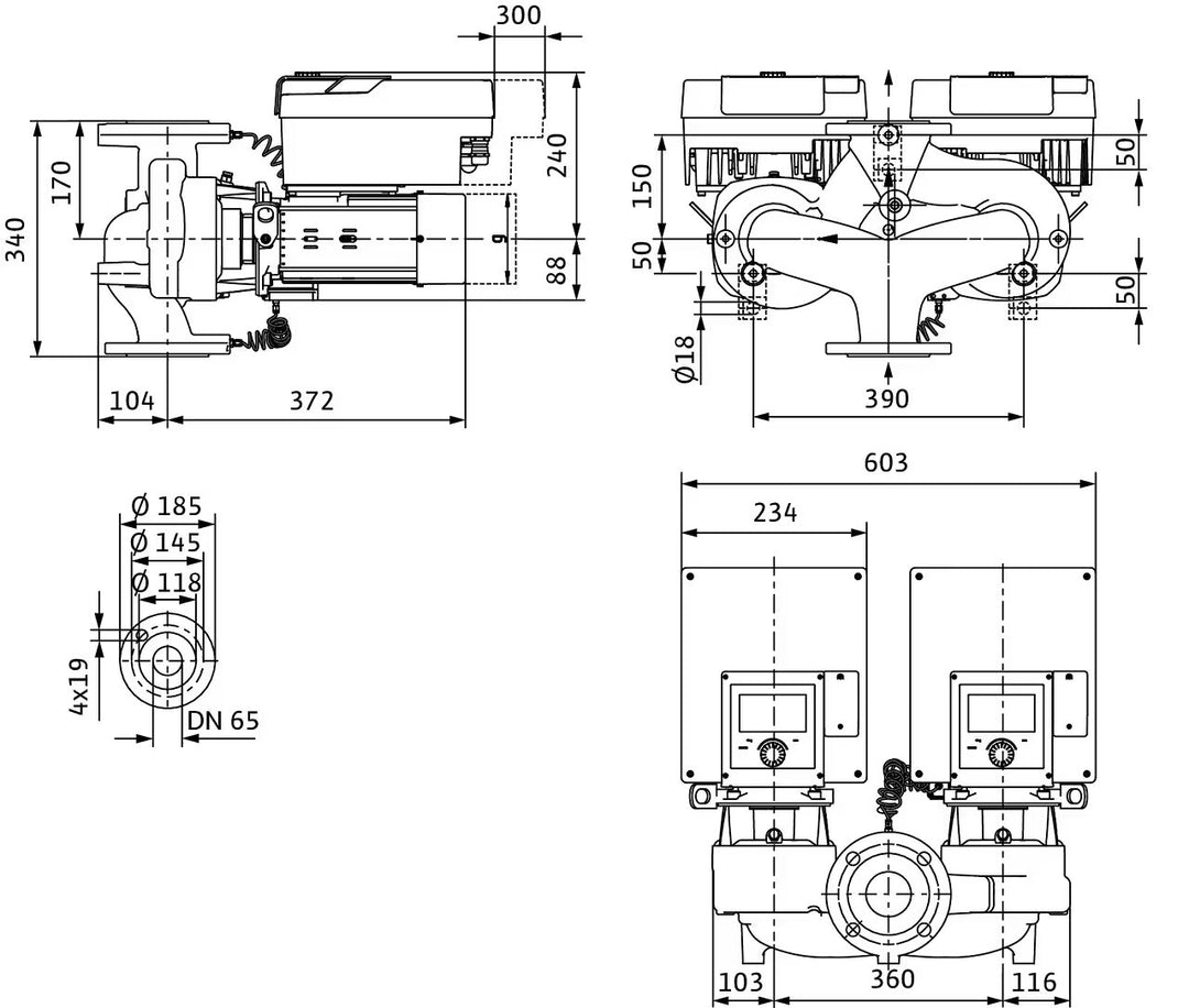 WILO Hocheffizienz Stratos GIGA2.0-D 65/1-7/0,55-R1 Art. 2205750