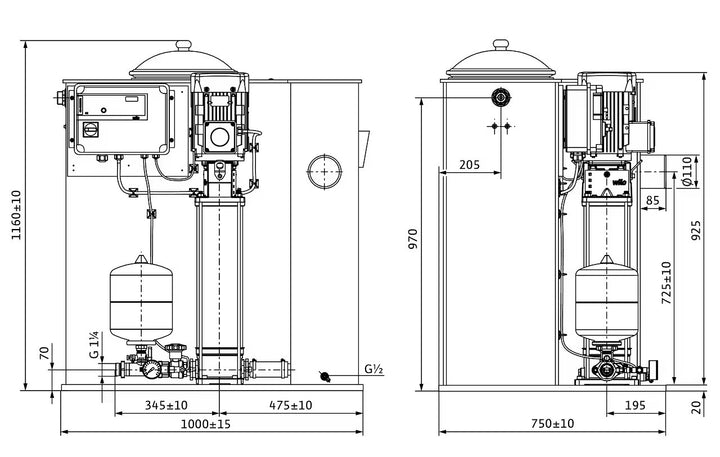 WILO Kompakt-Druckerhöhungsanlage, mit Vorbehälter Economy CO/T-1 Helix V 414/EC Art. 2554264