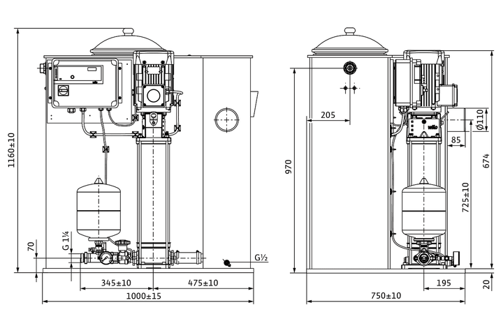 WILO Kompakt-Druckerhöhungsanlage, mit Vorbehälter Economy CO/T-1 Helix V 407/EC Art. 2554260