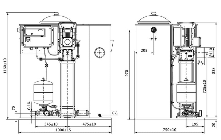 WILO Kompakt-Druckerhöhungsanlage, mit Vorbehälter Economy CO/T-1 Helix V 608/EC Art. 2554269