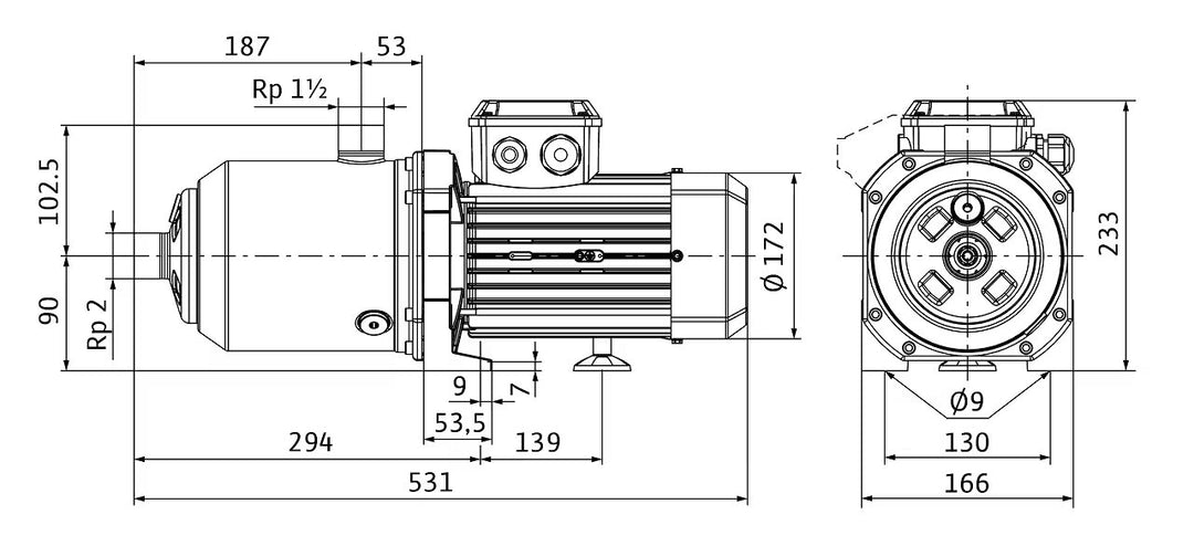 WILO Normalsaugende Kreiselpumpe MEDANA CH1-L.1605-2/V/E/10T Art. 4244241