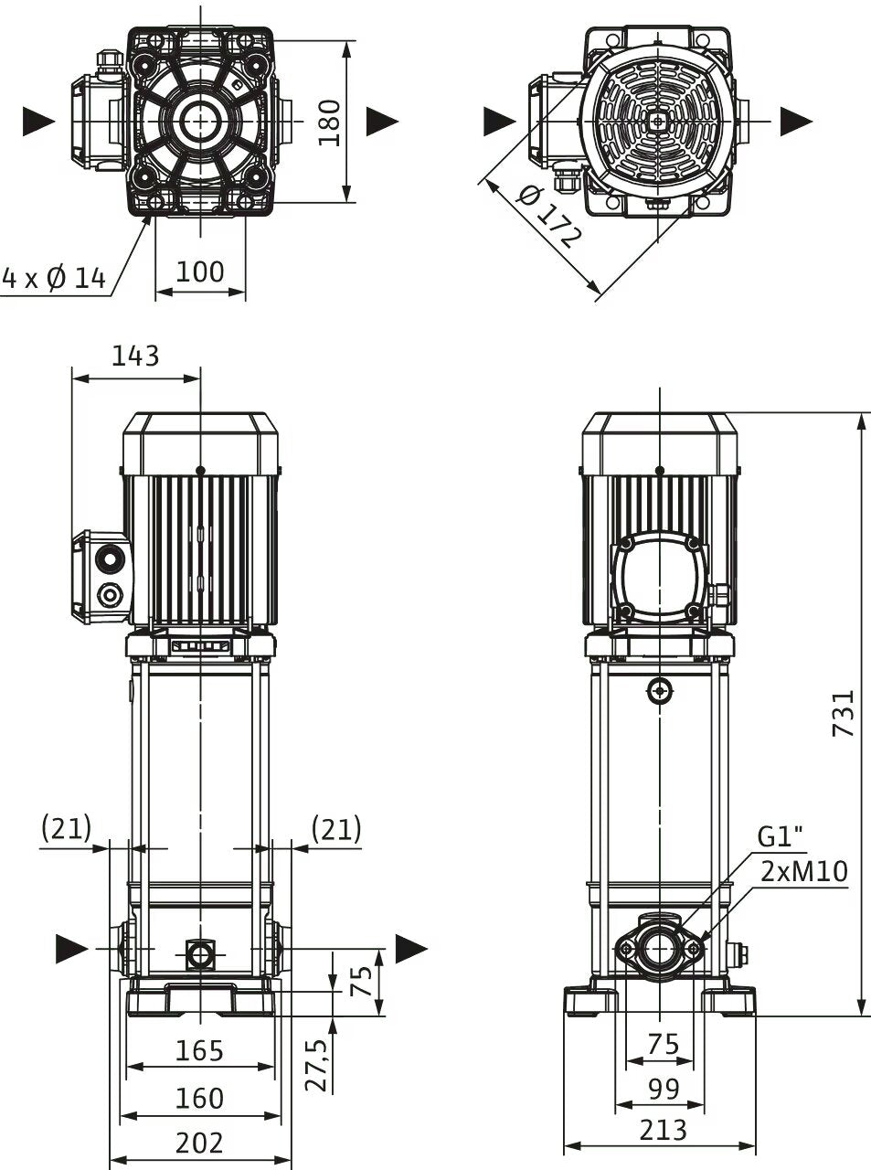 WILO Hochdruck-Kreiselpumpe Medana CV1-L.415-1/E/E/16O Art. 4240499