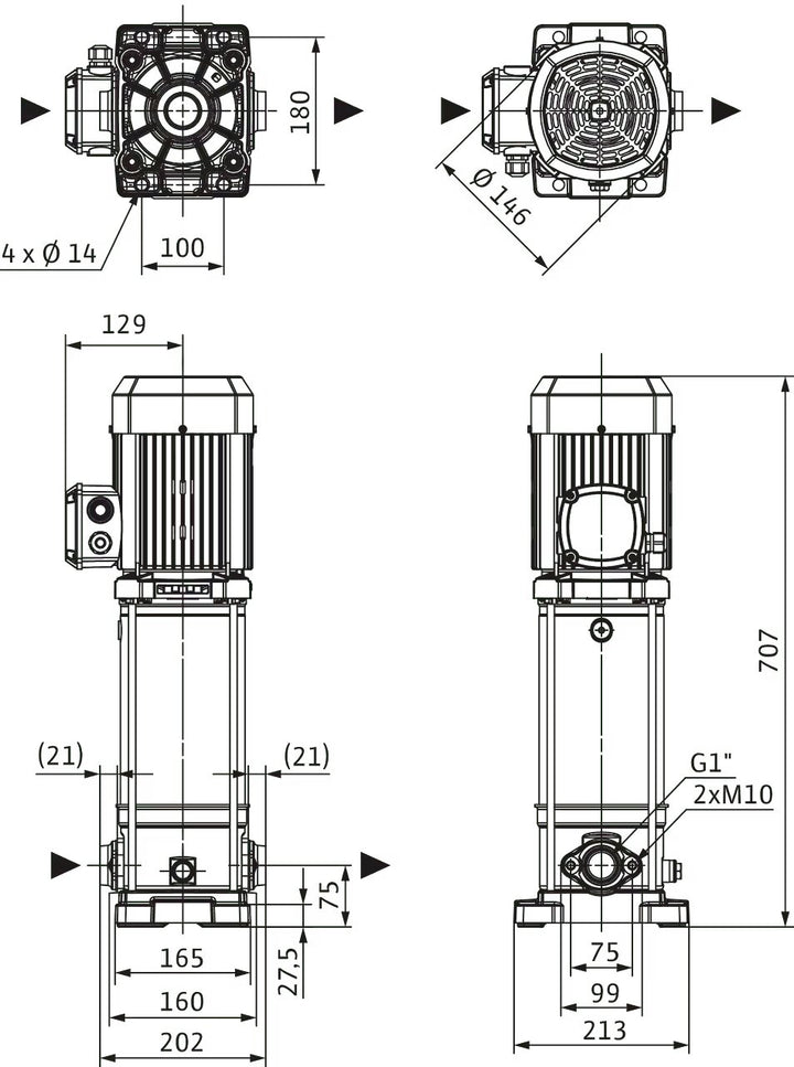 WILO Hochdruck-Kreiselpumpe Medana CV1-L.413-1/E/E/16O Art. 4240497