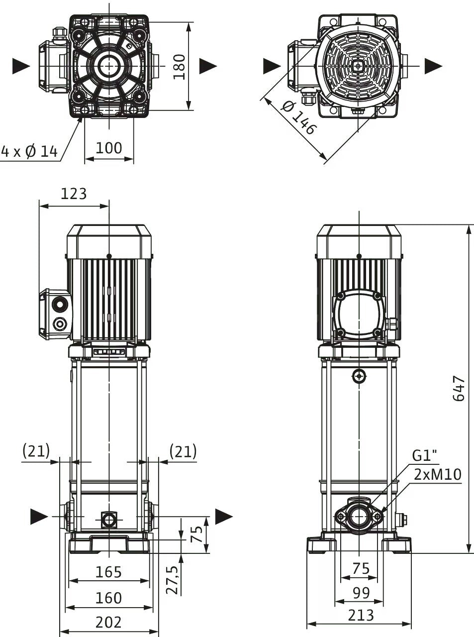 WILO Hochdruck-Kreiselpumpe Medana CV1-L.211-1/E/A/16O Art. 4240466