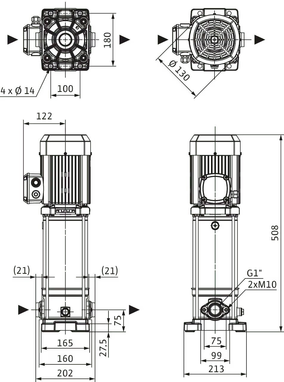 WILO Hochdruck-Kreiselpumpe Medana CV1-L.206-1/E/E/10O Art. 4240467