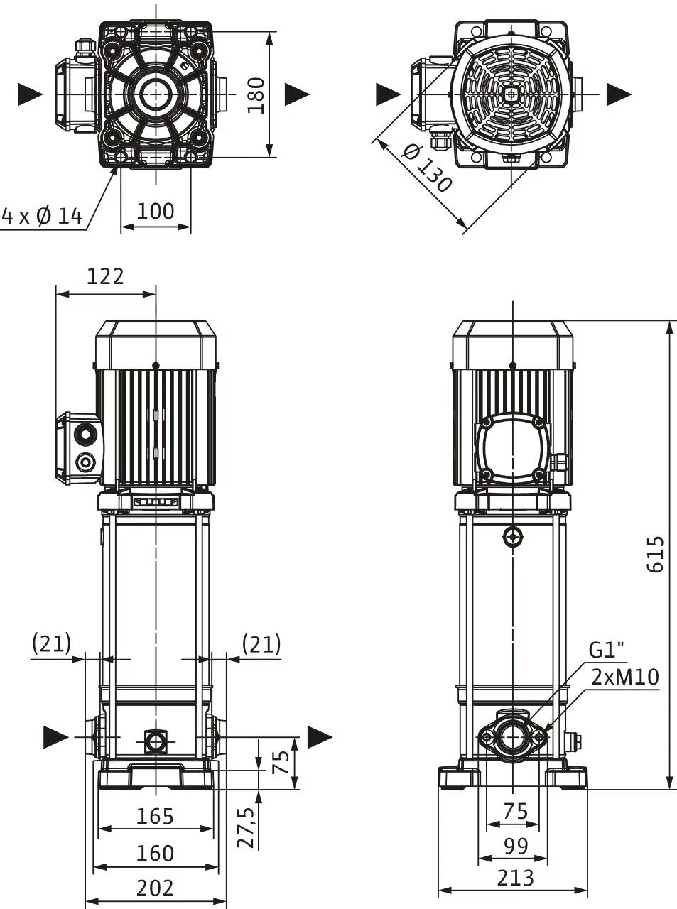 WILO Hochdruck-Kreiselpumpe Medana CV1-L.210-1/E/E/16O Art. 4240471