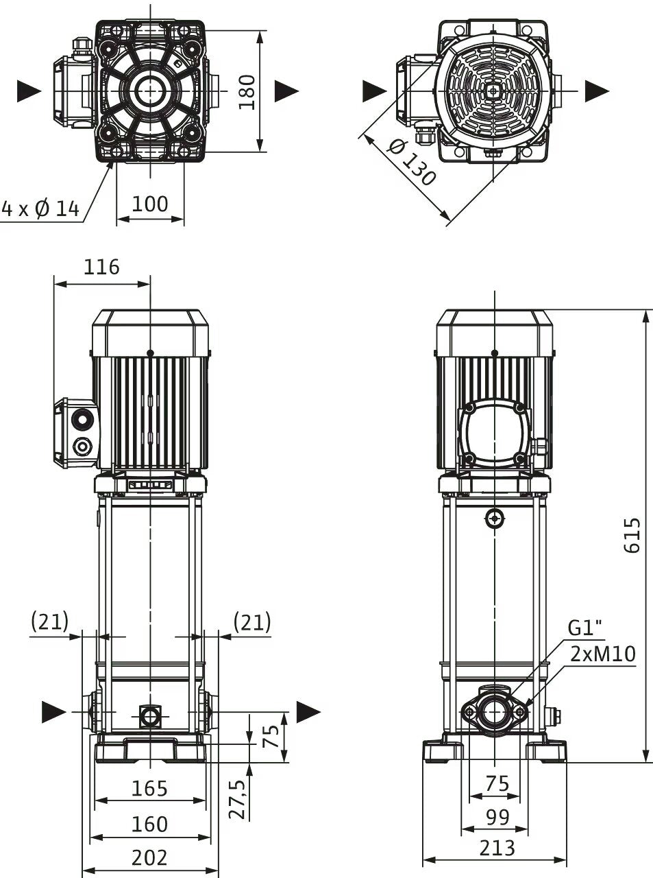 WILO Hochdruck-Kreiselpumpe Medana CV1-L.210-1/E/A/16O Art. 4240465