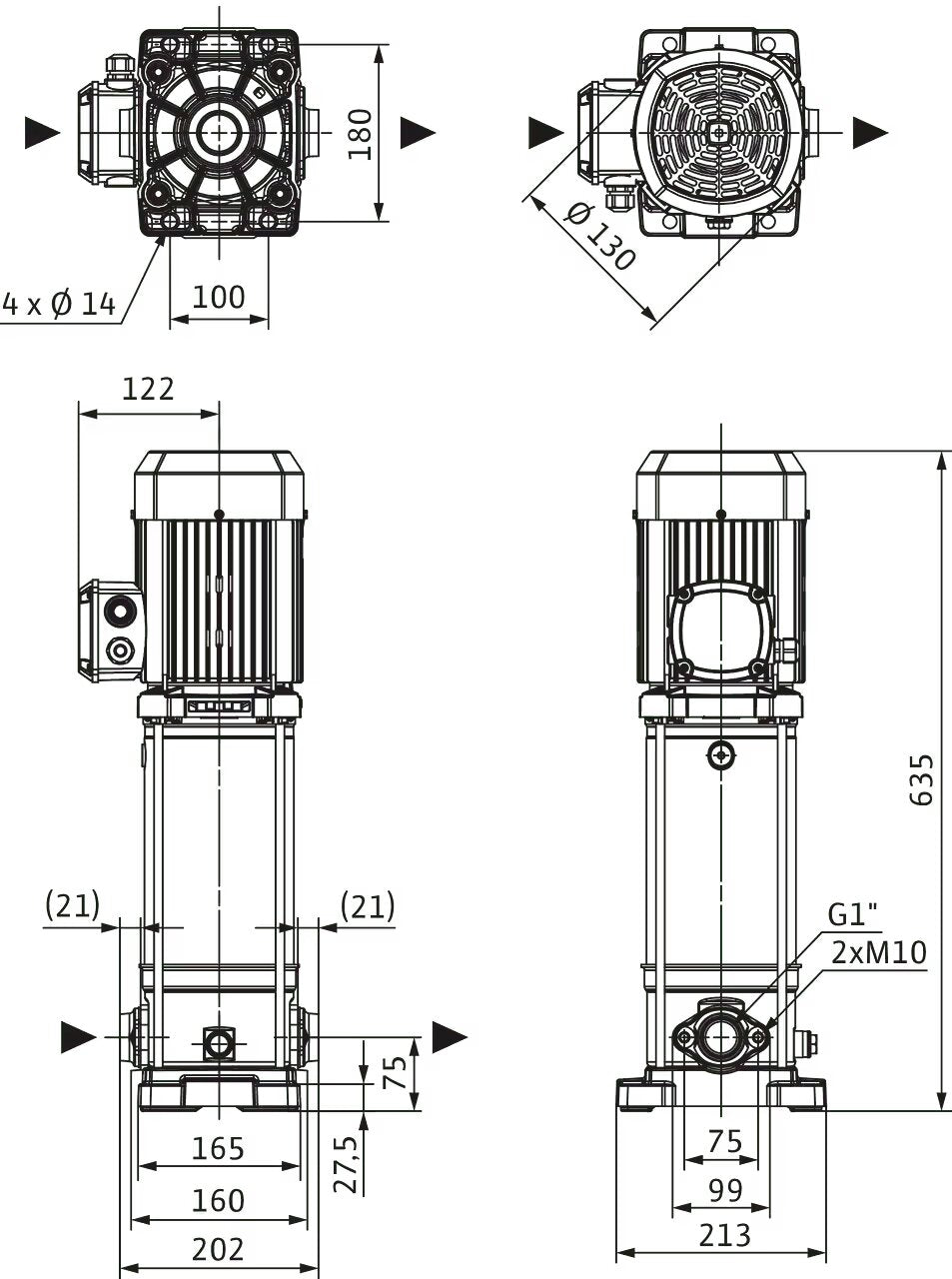 WILO Hochdruck-Kreiselpumpe Medana CV1-L.211-1/E/E/16O Art. 4240472