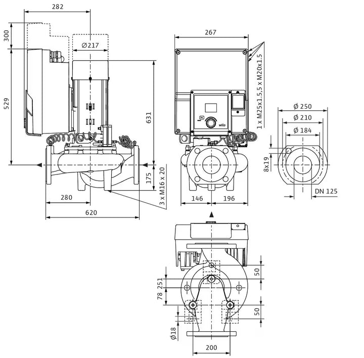 WILO Inlinepumpe Yonos GIGA2.0-I 125/1-14/5,5 Art. 2205025