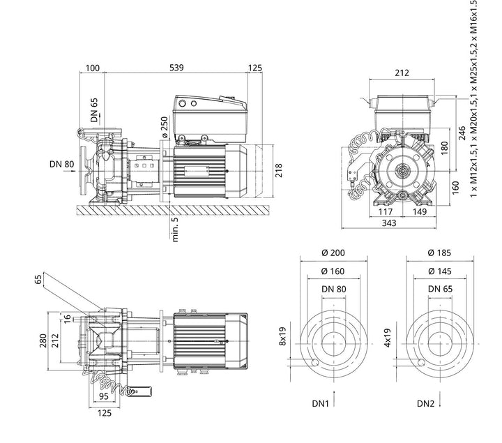 WILO Einstufige Trockenläufer-Kreiselpumpe BL-E65/95-4/2-R1 Art. 2222340