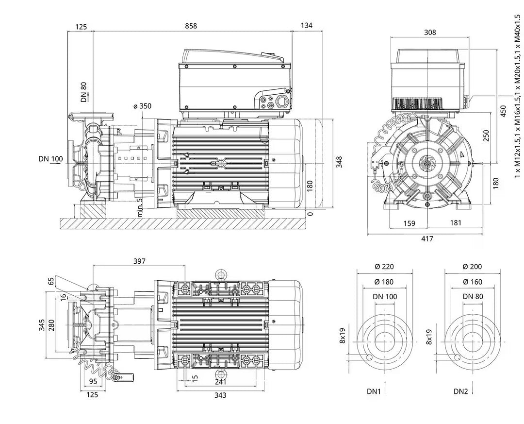 WILO Einstufige Trockenläufer BL-E 80/170-22/2-S1 Art. 2221251