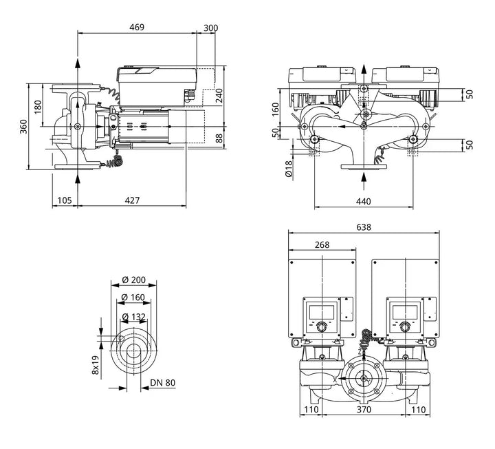 WILO Hocheffizienz-Inlinepumpe Stratos GIGA2.0-D 80/1-30/4,0-R1 Art. 2205762