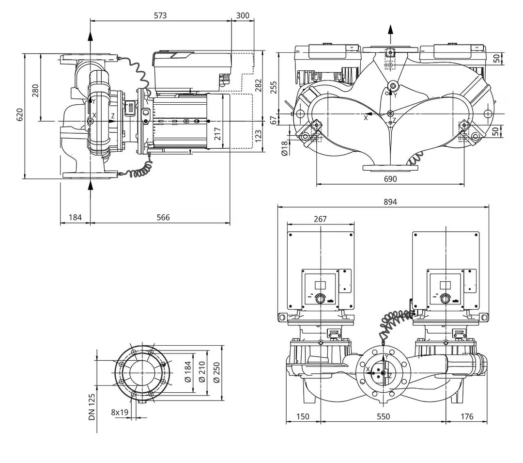 WILO Inlinepumpe Yonos GIGA2.0-D 125/1-11/4,0-S1 Art. 2205971