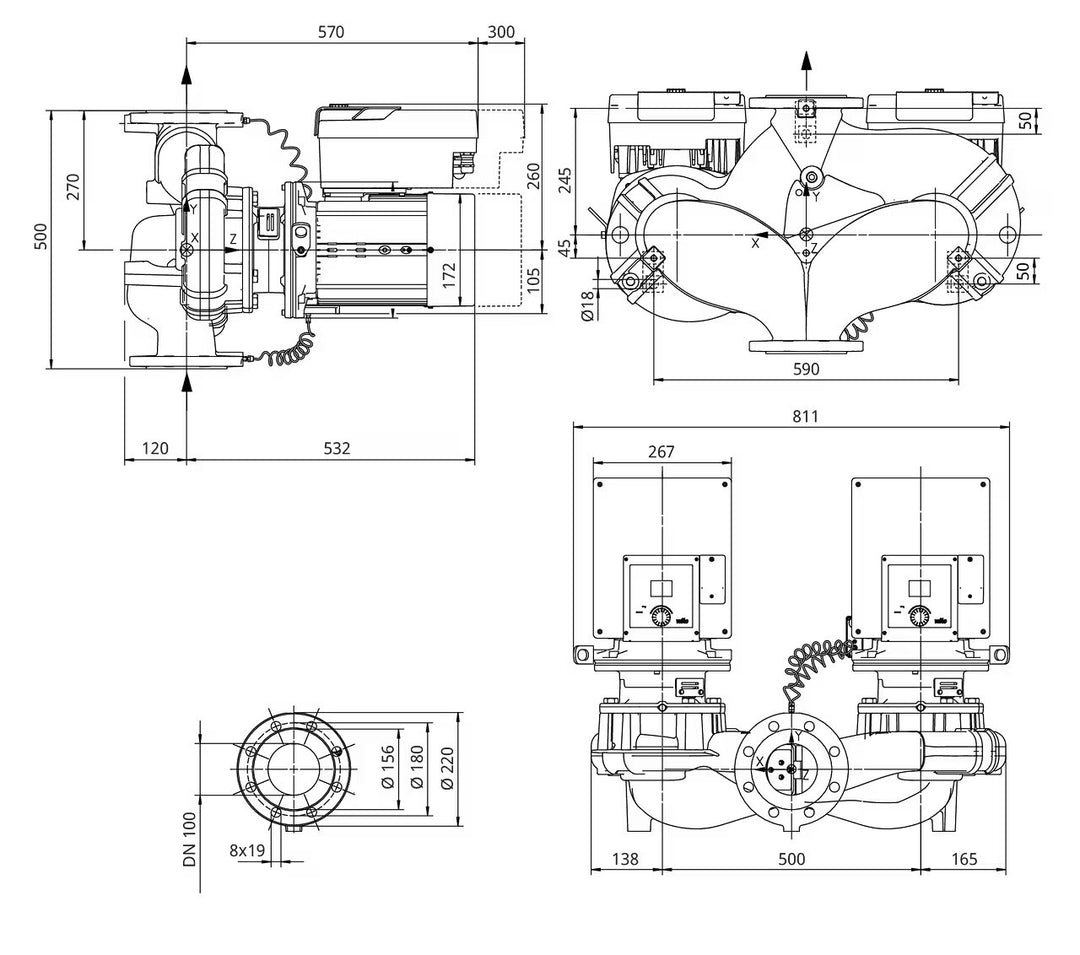 WILO Inlinepumpe Yonos GIGA2.0-D 100/1-8/2,2-R1 Art. 2206029