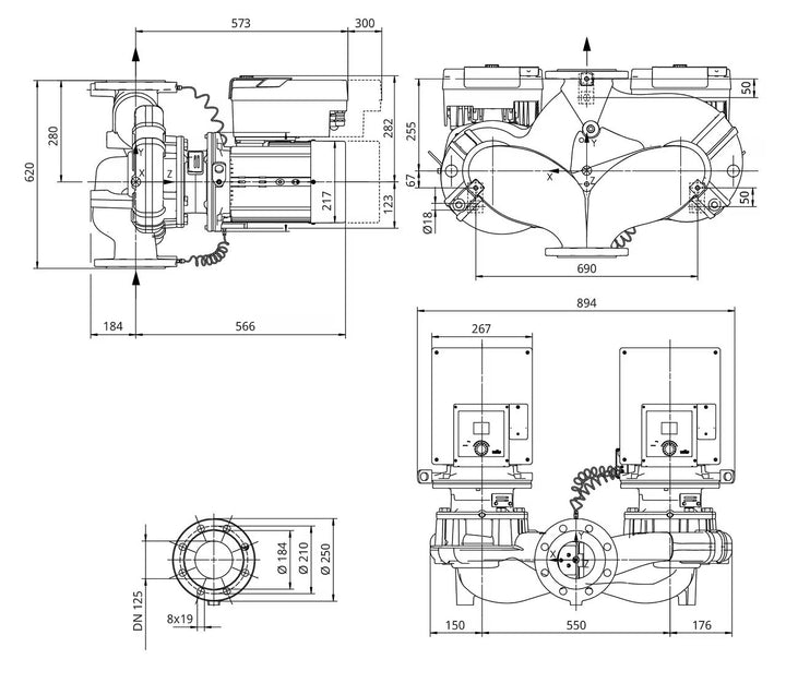 WILO Inlinepumpe Yonos GIGA2.0-D 125/1-11/4,0-R1 Art. 2206032