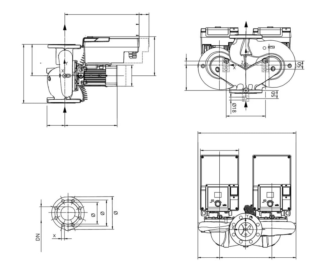 WILO Inlinepumpe  Yonos GIGA2.0-D 80/1-8/M-1,5-R1-S1 Art. 2211004