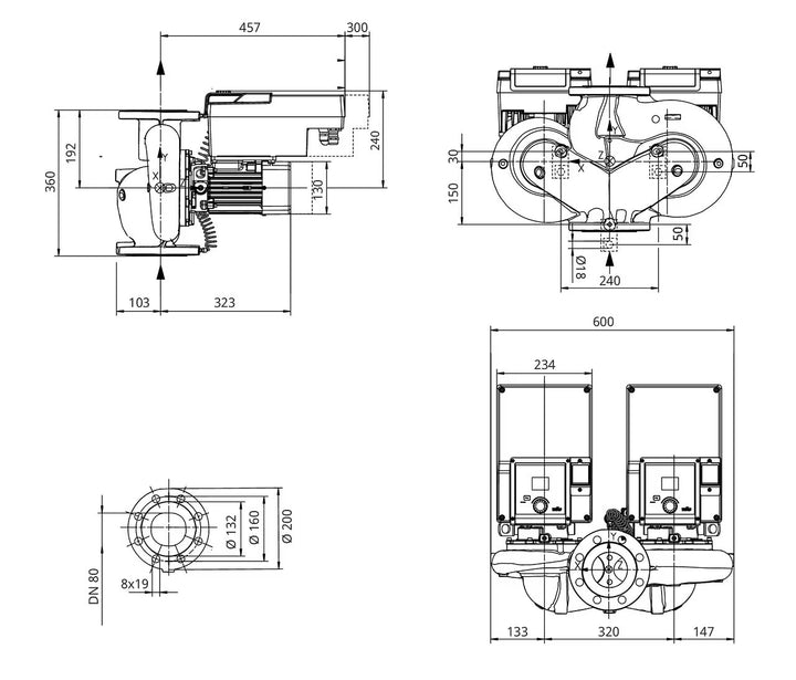 WILO Inlinepumpe Yonos GIGA2.0-D 80/1-6/1,1-S1 Art. 2205950