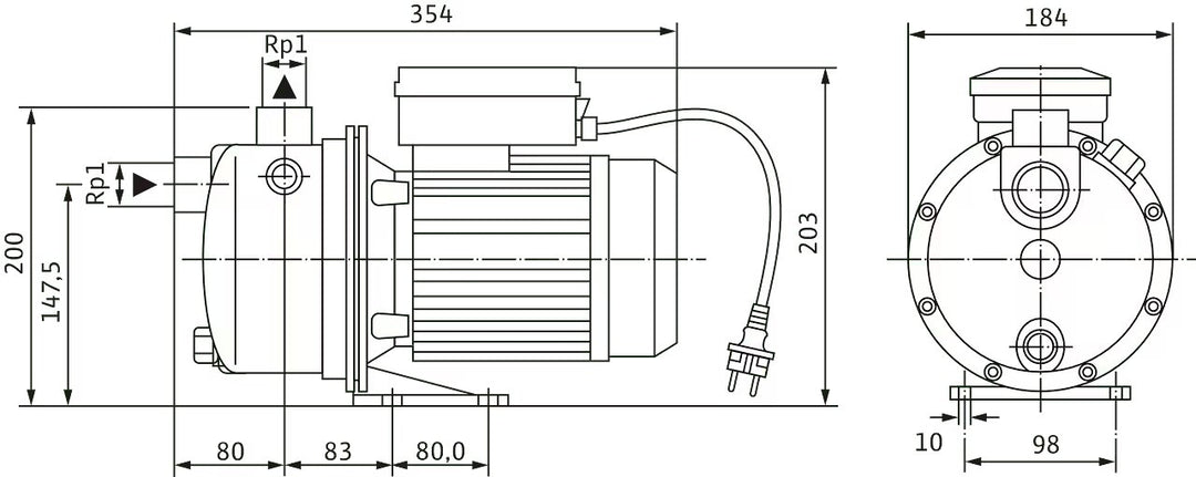 WILO Selbstansaugende Jet WJ 203 X (1~230 V) Art. 4081222