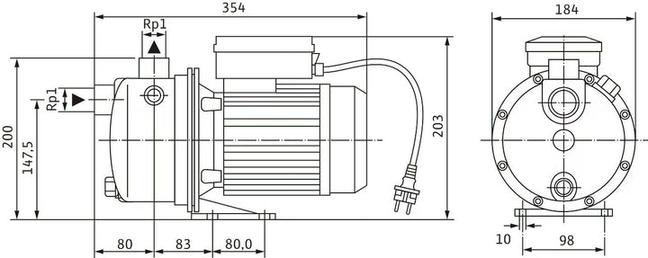 WILO Selbstansaugende Jet WJ 203 X (1~230 V) Art. 4081222