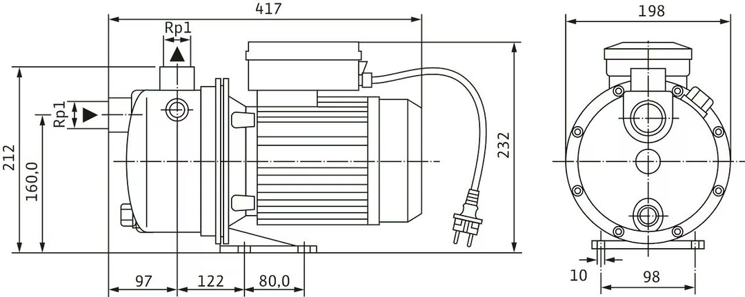 WILO Selbstansaugende Jet WJ 204 X (1~230 V) Art. 4143999