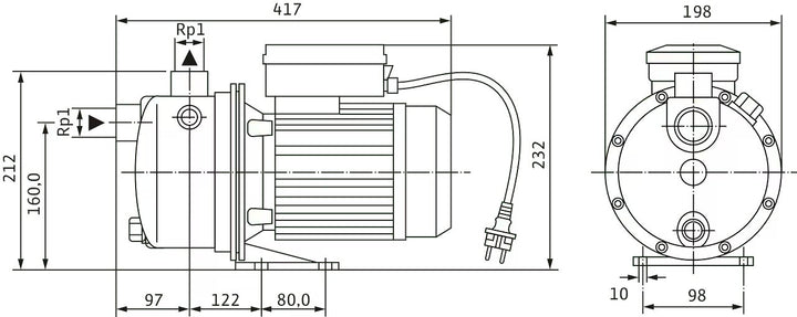 WILO Selbstansaugende Jet WJ 204 X (1~230 V) Art. 4143999