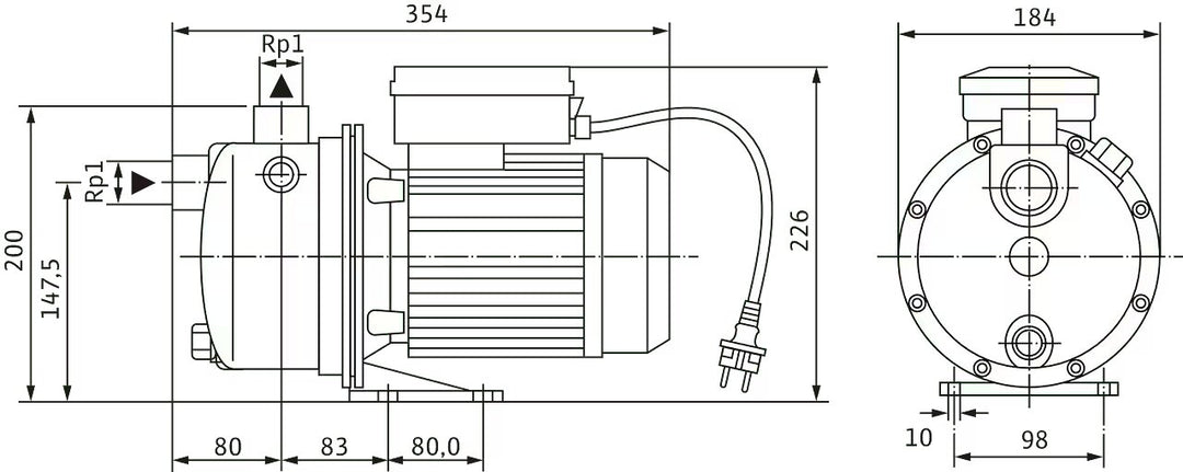 WILO Selbstansaugende Jet WJ 202 X (1~230 V) Art. 4081221