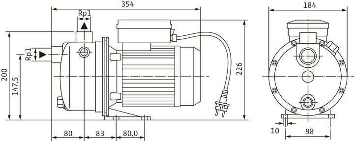 WILO Selbstansaugende Jet WJ 202 X (1~230 V) Art. 4081221