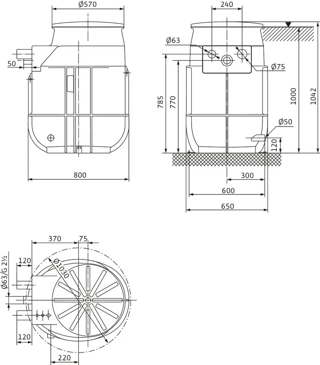 WILO Kunststoffschacht DrainLift WS 50E BASIC/UNI V05/M06-523 Art. 2547603