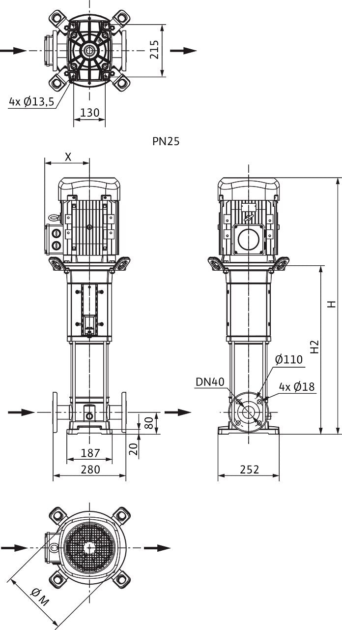 WILO Hochdruck-Kreiselpumpe HELIX V1010-2/25/V/KS/400-50 Art. 4150583