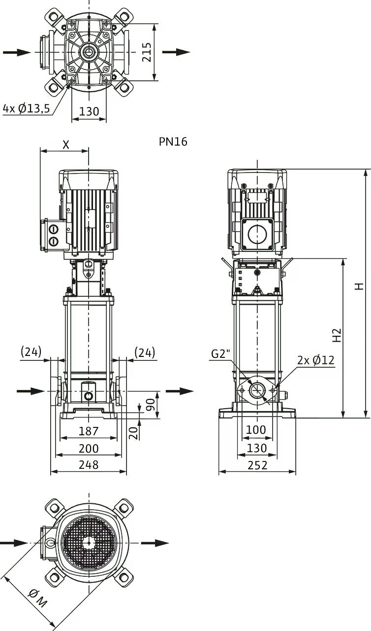 WILO Hochdruck-Kreiselpumpe HELIX V1611-1/16/E/KS/400-50-FF240 Art. 4182516