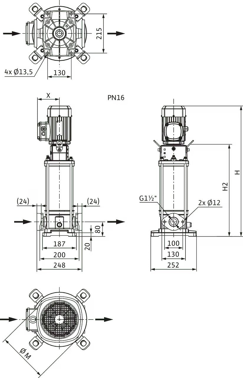 WILO Hocheffiziente Hochdruck-Kreiselpumpe  HELIX V1012-1/16/E/KS/400-50 Art. 4150558