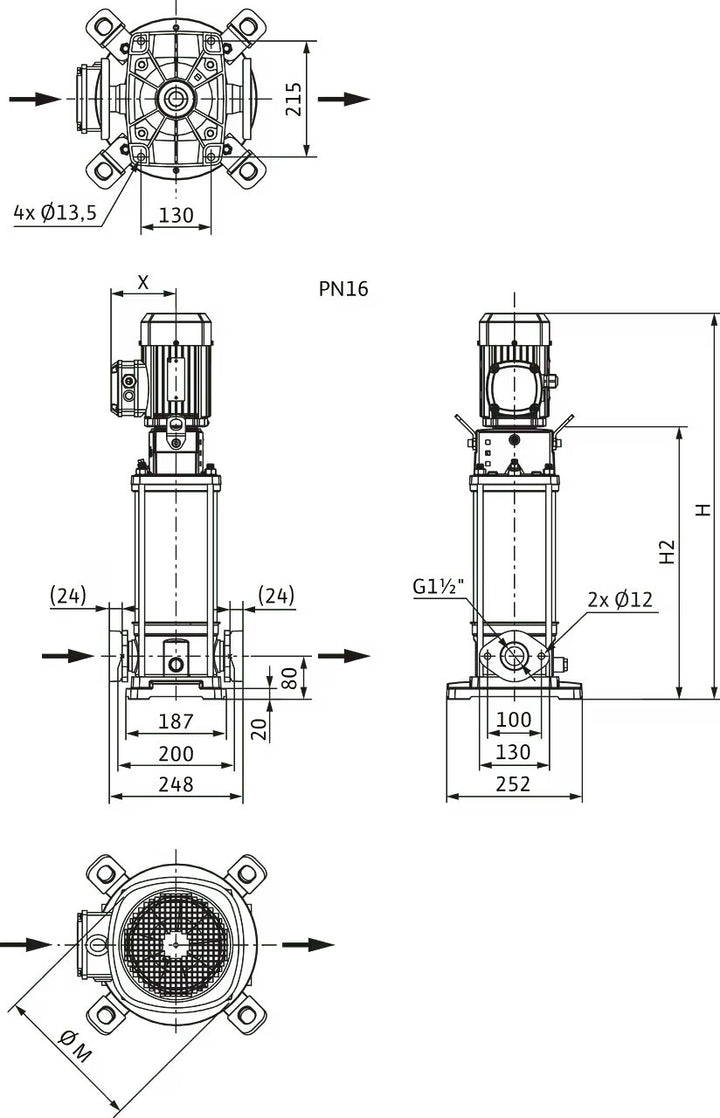 WILO Hocheffiziente Hochdruck-Kreiselpumpe  HELIX V1008-1/16/E/KS/400-50 Art. 4150550