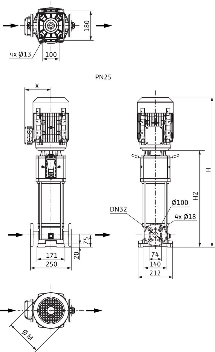 WILO Hochdruck-Kreiselpumpe HELIX V602-2/25/V/KS/400-50 Art. 4156063
