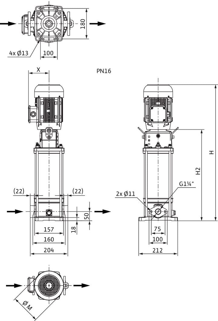 WILO Hocheffiziente Hochdruck-Kreiselpumpe  HELIX V613-1/16/E/KS/400-50 Art. 4156048