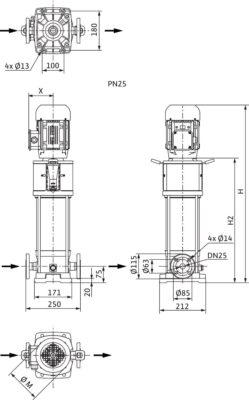 WILO Hochdruck-Kreiselpumpe HELIX V212-1/25/E/KS/400-50 Art. 4161718