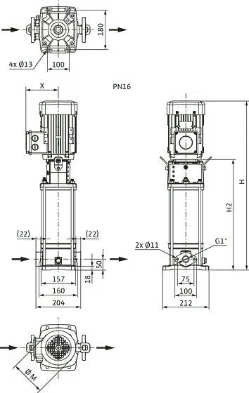 WILO Hocheffiziente Hochdruck-Kreiselpumpe HELIX V406-1/16/E/S/1-230-50 Art. 4234072