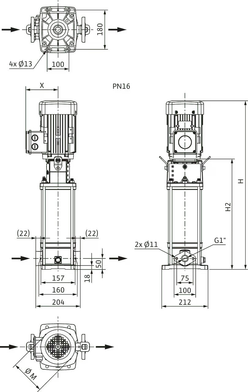 WILO Hochdruck-Kreiselpumpe HELIX V214-1/16/E/KS/400-50 Art. 4161721