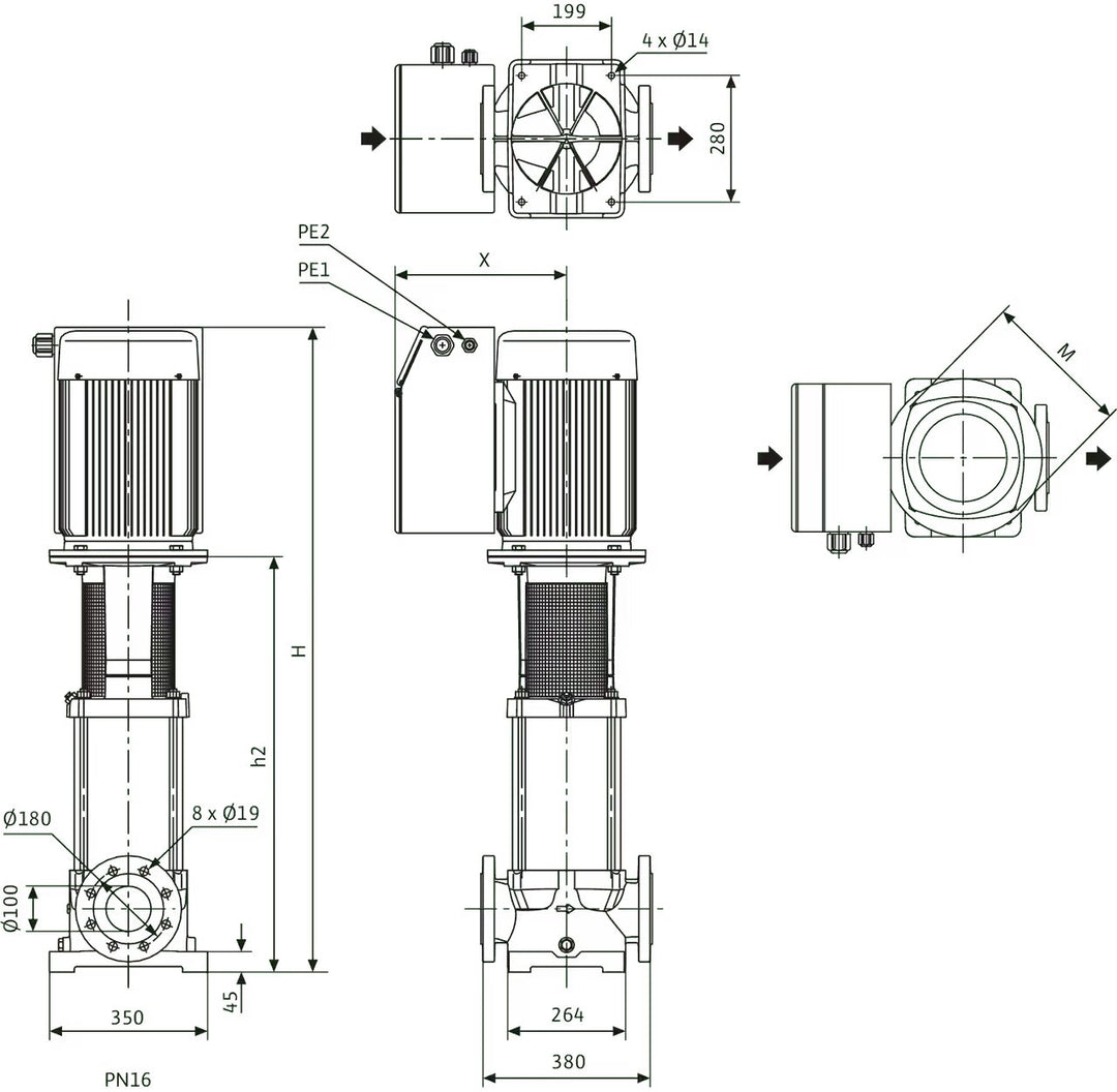 WILO Hochdruck-Kreiselpumpe Multivert MVIE 9501/1 (3~380/400/460 V, EPDM, ) Art. 4122324