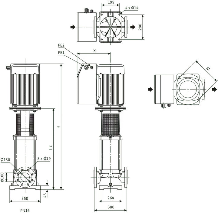 WILO Hochdruck-Kreiselpumpe Multivert MVIE 9501/1 (3~380/400/460 V, EPDM, ) Art. 4122324