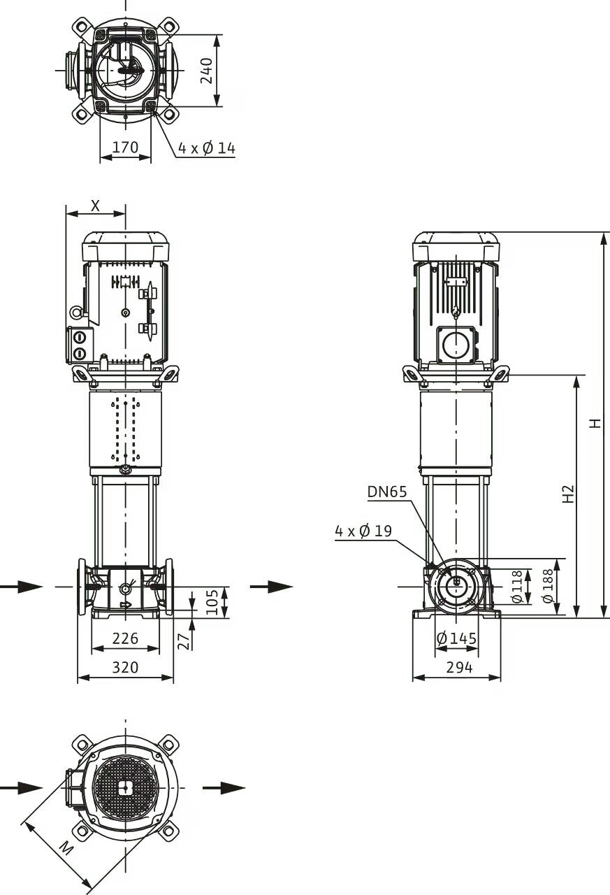 WILO Hochdruck-Kreiselpumpe HELIX V3602/2-4/16/E/S/400-50 Art. 4183402